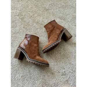 Softwaves Terracare Brown Suede Snake Print Ankle Boots Size 6